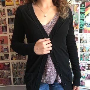 a black long sleeve cardigan